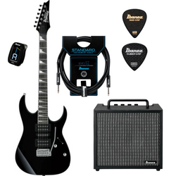 Zestaw gitarowy Ibanez GRG170DX-BKN gitara elektryczna superstrat z combo Ibanez IBZ10GV2 i akcesoriami Ibanez