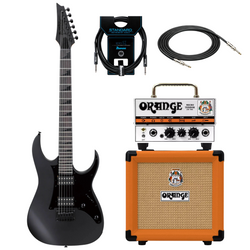 Zestaw gitara elektryczna Ibanez GRGR131EX-BKF ze wzmacniaczem Orange Micro Terror i kolumną Orange PPC-108