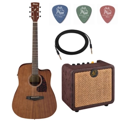 Zestaw gitara elektroakustyczna Ibanez PF12MHCE-OPN Dreadnought Cutaway z combo Ortega PTWO + akcesoria