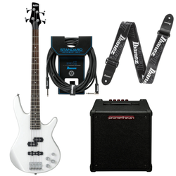 Zestaw gitara basowa Ibanez GSR200-PW z combo Promethean + akcesoria