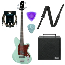 Zestaw gitara basowa Ibanez TMB100-MGR z combo basowym Ibanez IBZ10BV2 10W i akcesoriami