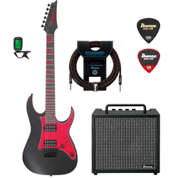 Zestaw gitarowy Ibanez GRG131DX-BKF gitara elektryczna superstrat z combo Ibanez IBZ10GV2 i akcesoria