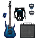 Zestaw gitarowy Ibanez GRGA120QA-TBB gitara elektryczna z combo Ibanez IBZ10GV2 i akcesoriami