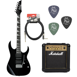 Zestaw Gitara elektryczna Ibanez GRG170DX-BKN z combo gitarowym Marshall MG10G Gold