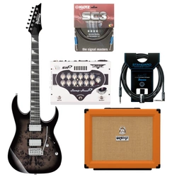 Zestaw gitara elektryczna Ibanez GRG220PA1-BKB Superstrat z kolumną Orange PPC112 i wzmacniaczem Taurus SH3CL