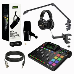 Zestaw do nagrywania podcastów RODECaster Pro II Shure MV7+ pełne wyposażenie studia
