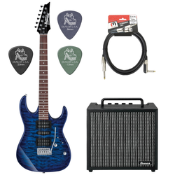 Zestaw Gitara elektryczna Ibanez GRX70QA-TBB z combo Ibanez IBZ10GV2