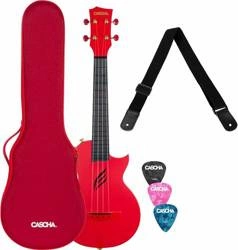 Ukulele Koncertowe Cascha Carbon Fibre Set Red HH 2280