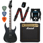 Zestaw gitara elektryczna Ibanez GRG121DX-BKF z combo Marshall MG15GFX Gold + akcesoria