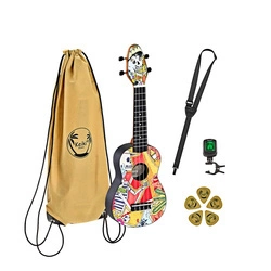 Zestaw ukulele sopranowe Ortega K2-EM Keiki ABS El Muerto SET z akcesoriami