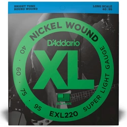 D'Addario EXL220 Niklowane super lekkie struny do gitary basowej 40-95 długie z owijką