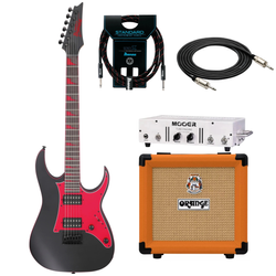 Zestaw gitara elektryczna Ibanez GRG131DX-BKF superstrat ze wzmacniaczem Mooer TUBE ENGINE i kolumną Orange PPC-108