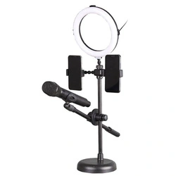 Lampa pierścieniowa LED ze statywem, uchwytami do telefonu i mikrofonu KA-LINE R-123