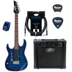 Zestaw gitarowy Ibanez GRX70QAL-TBB gitara elektryczna leworęczna z combo Peavey akcesoriami