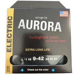 Czarne Struny do gitary elektrycznej Aurora Premium Black 9-42 Light Czarne