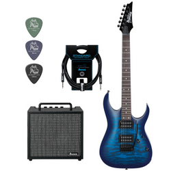 Zestaw gitara elektryczna Ibanez GRGA120QA-TBB z combo gitarowym Ibanez IBZ10GV2