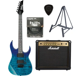 Zestaw gitara elektryczna Ibanez GRG120QASPBGD z combo Marshall MG30GFX Gold i akcesoriami