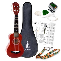 Ukulele + akcesoria Arrow PB10 NT Soprano Natural Dark SET