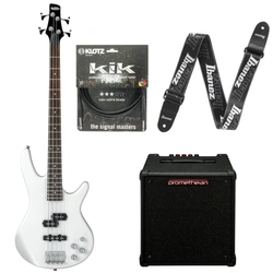 Zestaw gitara basowa Ibanez GSR200-PW z combo Promethean + akcesoria
