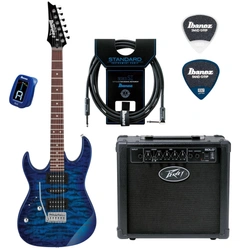 Zestaw gitarowy Ibanez GRX70QAL-TBB gitara elektryczna leworęczna z combo Peavey akcesoriami