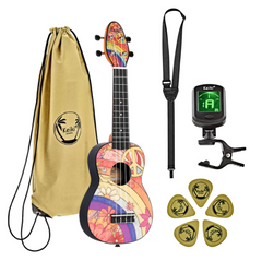 Zestaw ukulele sopranowe Ortega K2-68-L Keiki ABS PEACE '68 SET dla leworęcznych z akcesoriami