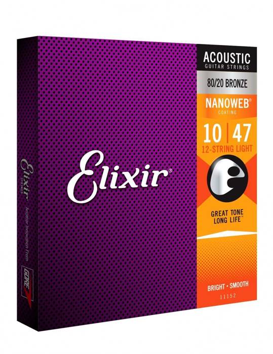  Elixir 11152 NanoWeb Bronze 12-string 10-47 Light struny do gitary akustycznej 12-strunowej