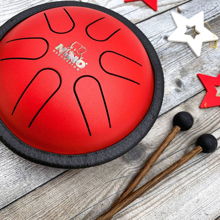 Bębenek metalowy Nino NINO980R Mini Melody Steel Tongue Drum 6'' czerwony