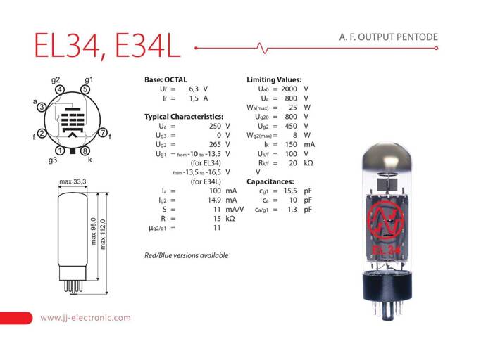 EL34 JJ Electronic lampa elektronowa