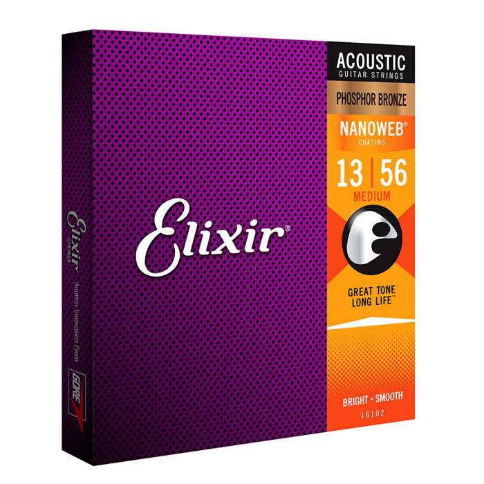 Elixir 16102 NanoWeb Phosphor Bronze Medium 13-56 struny do gitary akustycznej 