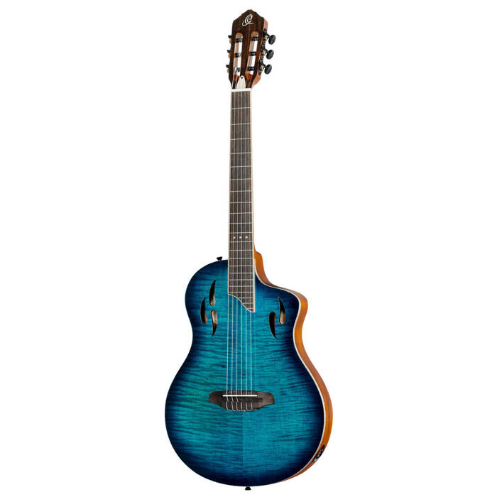 Gitara elektro-klasyczna Ortega RTPDLX-FMA TourPlayer Deluxe niebieska z pokrowcem