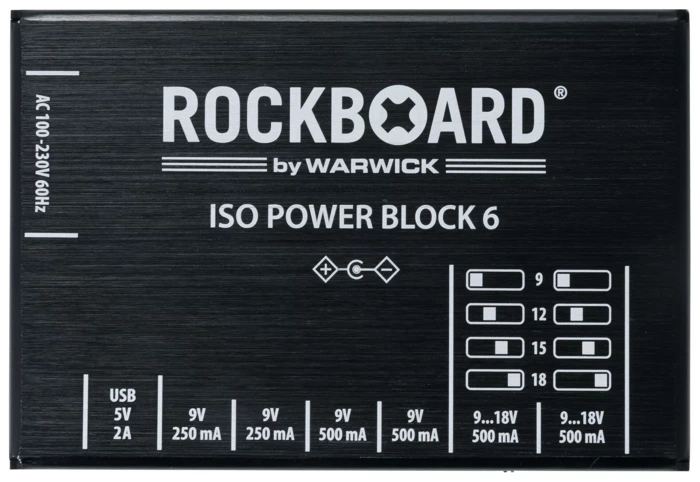 Izolowany zasilacz do efektów 9V, 12V, 15V, 18V RockBoard ISO Power Block V6 IEC