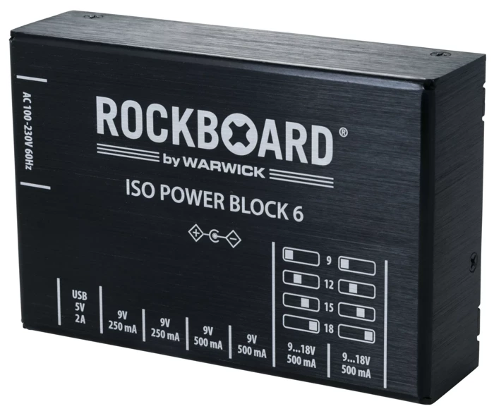 Izolowany zasilacz do efektów 9V, 12V, 15V, 18V RockBoard ISO Power Block V6 IEC