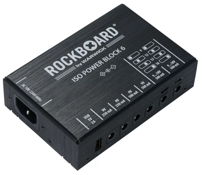 Izolowany zasilacz do efektów 9V, 12V, 15V, 18V RockBoard ISO Power Block V6 IEC