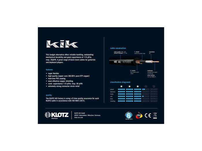 Kabel instrumentalny Klotz KIKC3.0PP3 J/J 3m czerwony