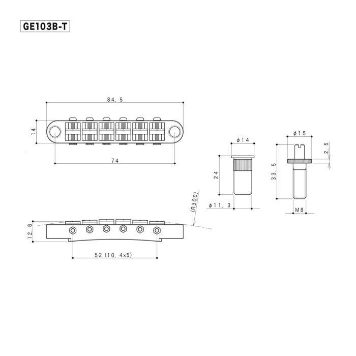 Mostek do gitary elektrycznej GOTOH GE103B-T Chrome tune-o-matic z cynku