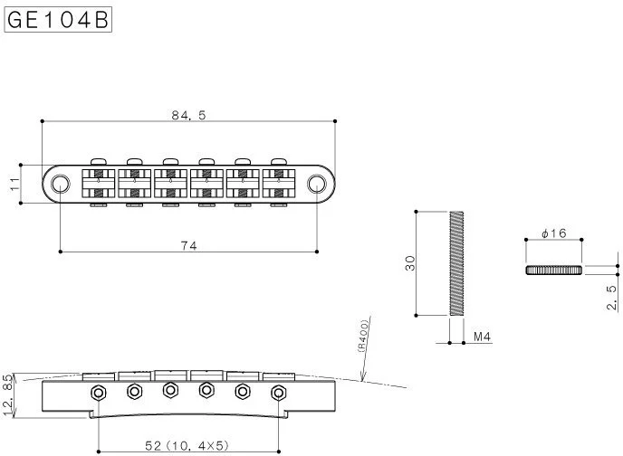 Mostek do gitary elektrycznej GOTOH GE104B Nikiel tune-o-matic z cynku