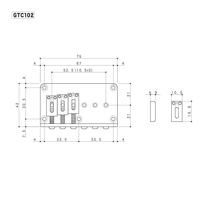 Mostek do gitary elektrycznej GOTOH GTC102 C typu Hardtail chrom dla gitar ST