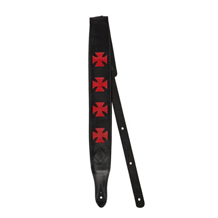 Pas do gitary Minotaur Straps Celtic Cross Black Red 279882 skórzany pas gitarowy