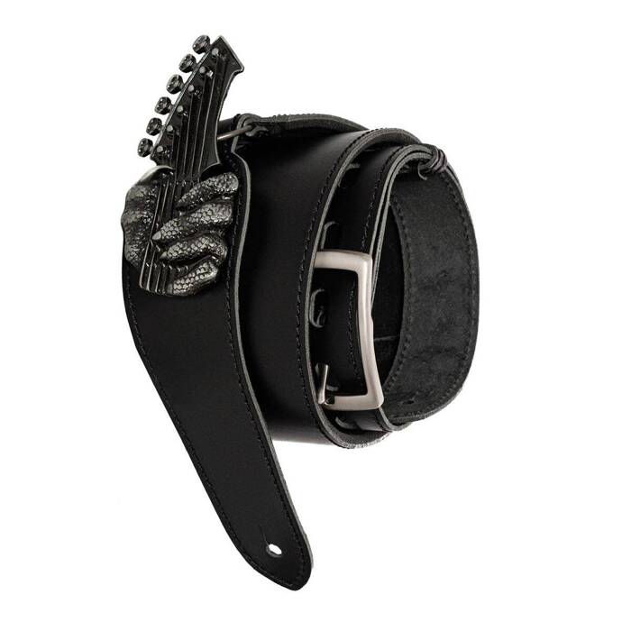 Pas do gitary Minotaur Straps HeadBanger 275992 skórzany czarny pasek gitarowy