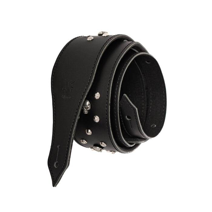 Pas do gitary Minotaur Straps SkullsRevets Padded Black 310148 skórzany czarny pas gitarowy