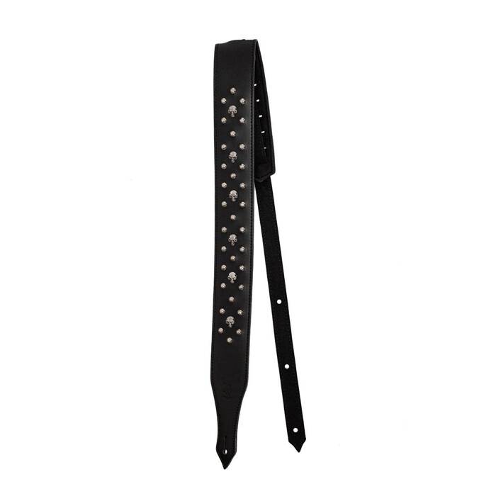 Pas do gitary Minotaur Straps SkullsRevets Padded Black 310148 skórzany czarny pas gitarowy