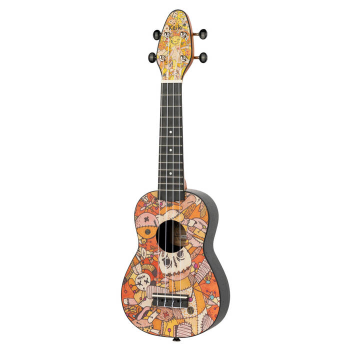 Zestaw ukulele sopranowe Ortega K2-VP Keiki ABS Voodoo Puppet z akcesoriami