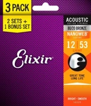 Elixir 16539 Bronze Light 3-pack (12-53) zestaw trzech kompletów strun do gitary akustycznej